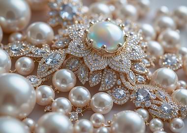 Exquisite Pearl and Diamond Necklace