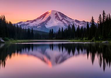 Majestic Mountain Reflection at Sunset