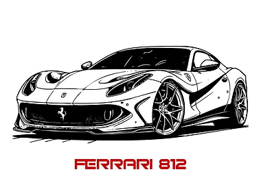 Ferrari 812 Line Art