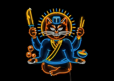 Neon Cat Sushi Chef