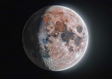 Colorized Moon in Space
