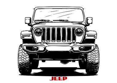 Jeep Wrangler Front View Illustration