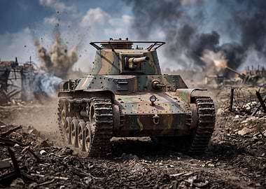 World War II type 97 Tank in Combat