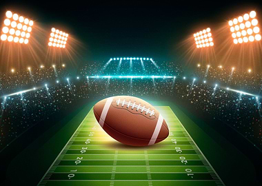 American Football on Stadium Field