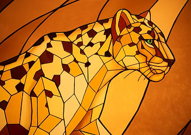 Stained Glass Leopard Portrait