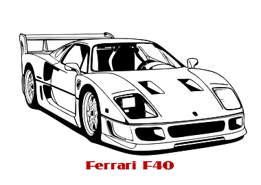 Ferrari F40 Line Art
