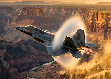F-22 Raptor breaking sound barrier over Grand Canyon