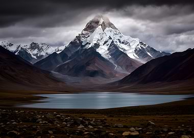 Majestic Mountain Peak Over Serene Lake