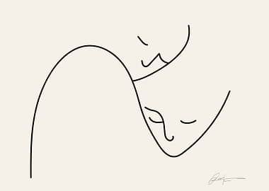 Minimalist Line Art of Two Faces