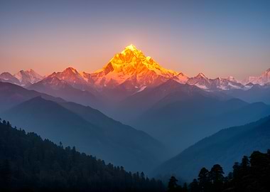 Golden Mountain Peak at Sunrise