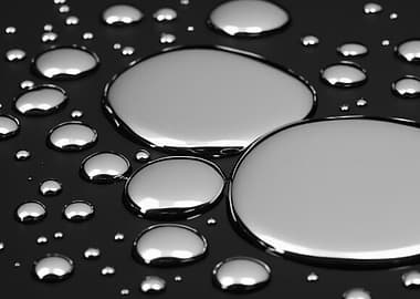 Mercury droplets on a dark surface