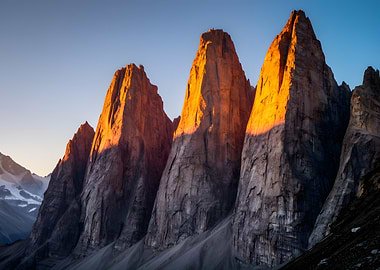 Jagged Peaks Bathed in Golden Sunlight