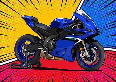 Blue Yamaha R9 Motorcycle Pop Art