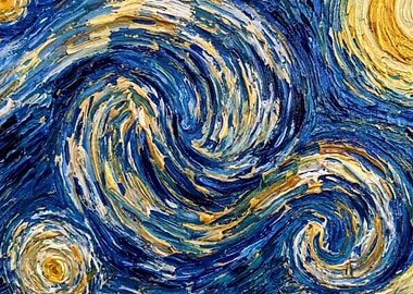 Abstract Swirling Blue and Yellow Paint