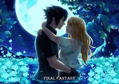 Final Fantasy Couple Under the Moon poster