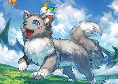 Cute Anime Fox Creature in Nature