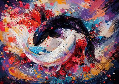 Yin Yang Koi Fish Painting