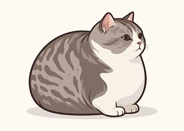 Chubby Tabby Cat Illustration
