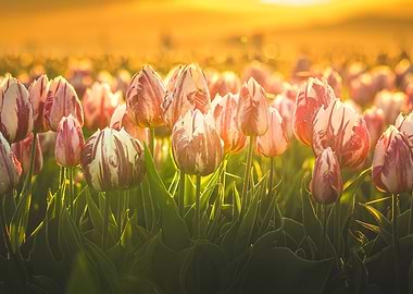 Striped Tulips at Sunrise