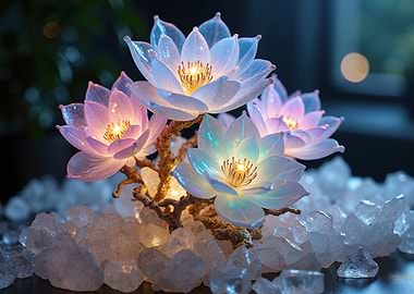 Illuminated Crystal Lotus Flowers