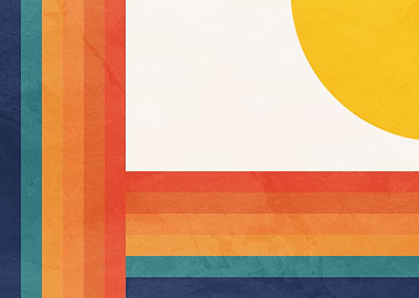 Retro Sunset Stripes and Sun