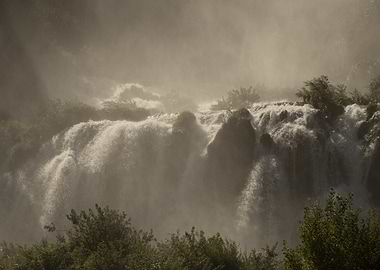 'enchanted Roar' - Misty Waterfall Cascading Over Rocks (Cascate La Marmora, Umbria, Italy)