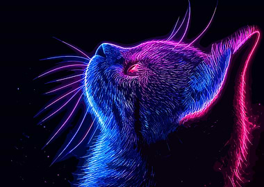 Neon Cat Portrait
