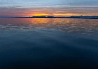 Sunrise over Lake Goczałkowice and the Beskid Mountains
