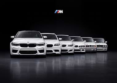 BMW M5 Generation Lineup Car Poster