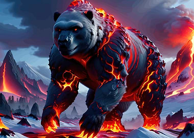Lava Bear in Snowy Mountains