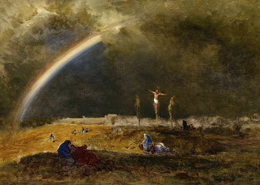 Crucifixion Scene with Rainbow