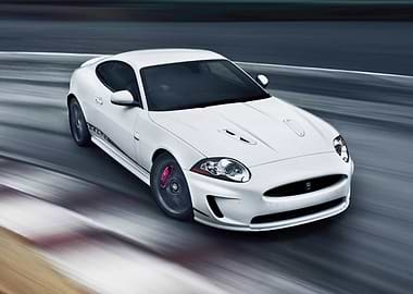 White Jaguar XKRS on a Racetrack