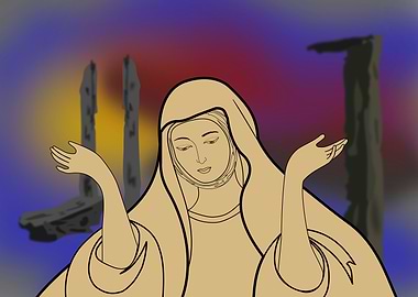 Woman in Hood with Burning Background
