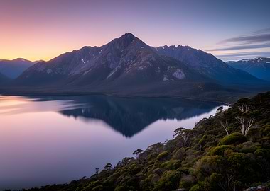 Serene Mountain Lake at Sunrise