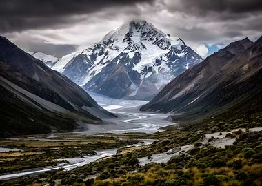 Majestic Mountain Valley with River