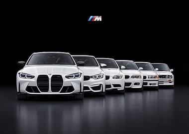 BMW M3 & M4 Generation Lineup Car Poster