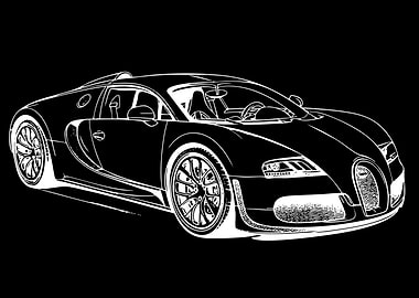 White Bugatti Veyron on Black Background