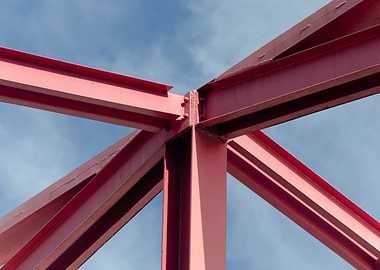 Red Steel Bridge Structure