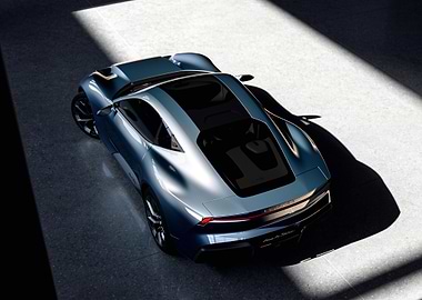 Blue sports car from above