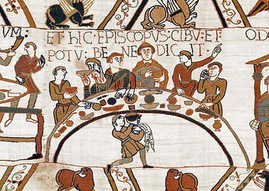 The Bishop Blesses the Food and Drink Bayeux Tapestry Scene 43