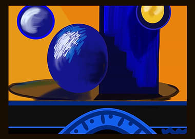 Abstract Blue and Orange Still Life