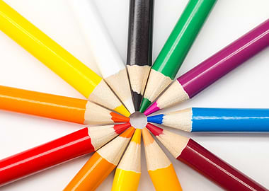 Colored Pencils Arranged in a Circle