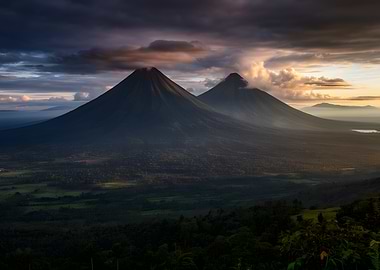 Volcanoes at Sunset