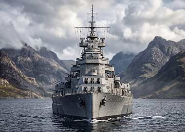 Battleship in a Fjord