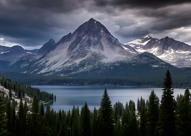 Dramatic Mountain Lake Landscape