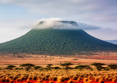 Misty Mountain Savannah Landscape