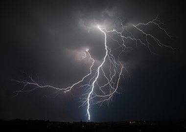 Insane Lightning Strike Over LIMOGES, FRANCE. 100% reel shot