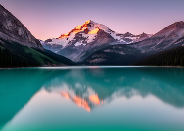 Serene Mountain Lake Reflection at Sunrise