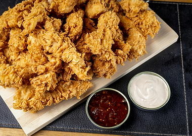 Crispy Fried Chicken Strips with Dips