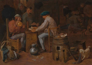 People playing cards in a tavern